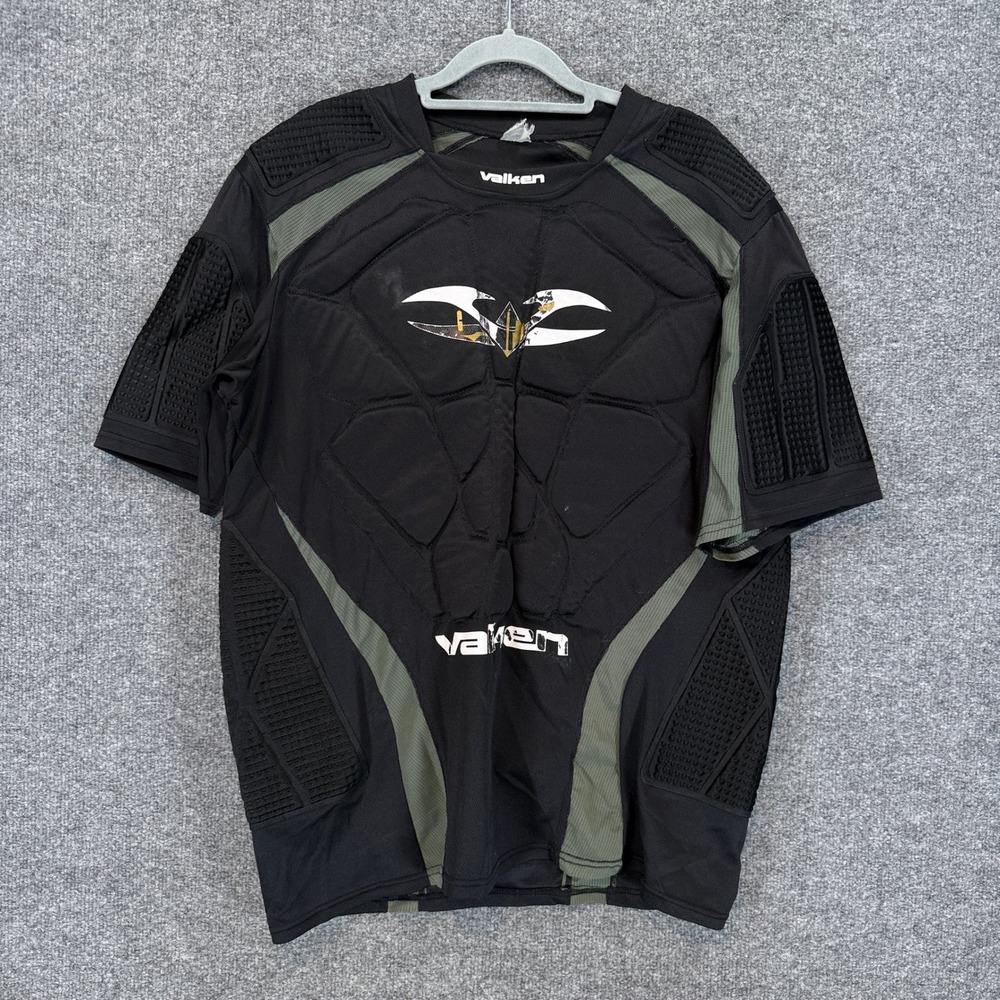 Valken Padded Chest Protector Men Large Black Olive Green Paintball Impact Shirt